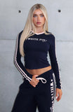 Star Of The Night Long Sleeve V Neck Baby Tee Navy