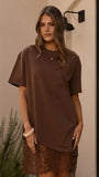 Avei Lace T Shirt Mini Dress Chocolate