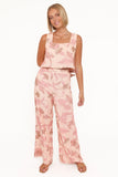 Brayden Wide Leg Linen Pant Pink Floral