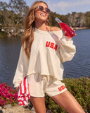 American Belle Relaxed USA Embroidered Top