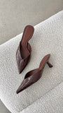 Adele Heel Chocolate Patent Croc