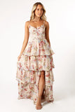 Mito Tiered Maxi Dress Cream Floral