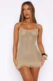 Keeping Me Awake Knit Mini Dress Gold