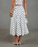 Spotted Dream Polka Dot Linen Blend Midi Skirt