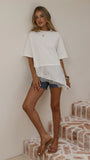 Mirandah Satin Panel T Shirt White
