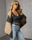 Marenne Cropped Argyle Print Cardigan