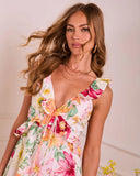 Refined Whisper Floral Ruffle Midi Dress