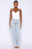 Overachieving Mid Rise Straight Leg Jeans Glacier Blue