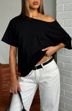 Give Me Options Off Shoulder Tee Black