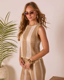 Poolside Daydream Striped Crochet Cover Up Top
