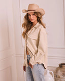Airelle Faux Suede Button Down Top