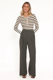 Hayden Pleated Wide Leg Pant Dark Olive