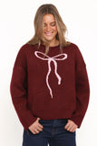 Kaori Bow Sweater Burgundy