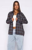 Might Be Time Button Up Shirt Blue Chocolate