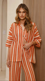 Layla Button Up Knit Shirt Orange
