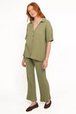 Phillipa Wide Ribbed Shirt Set Olive