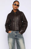 I Know Love PU Jacket Chocolate