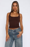 Filled With Life Ribbed Tank Chocolate