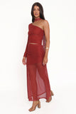 Hollie Mesh Skirt Set Red Polka Dot