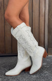 Briar Knee High Cowboy Boots Cream