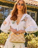 Sunspun Muse Woven Floral Clutch