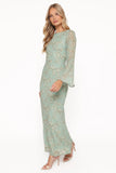 Yolanda Long Sleeve Maxi Dress Sage Green Floral