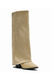 Im That Girl Knee High Boots Neutral Faux Suede