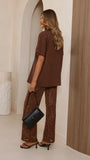 Azura Shirt And Pants Set Brown