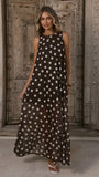 Amryn Maxi Dress Choc White Polka Dot