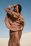 Narissa Satin Shirt Banksia Brown
