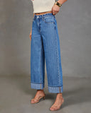 Ladena Rigid High Rise Wide Leg Cuffed Jeans