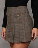Day Glow Pleated Plaid Mini Skort