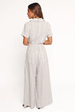 Daila Tie Waist Jumpsuit White Black