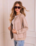 Gentle Rise Faux Suede Bomber Jacket