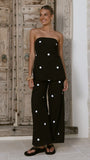 Kailani Strapless Top and Pants Set Black White Polka