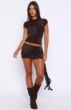 It Will Work Out Studded Mini Skort Dark Chocolate