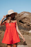 Liora Pleated Romper Red