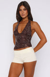 You Can Be Mine Beaded Top Chocolate