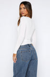 Whisper To You Long Sleeve Top White