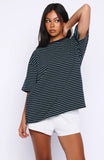 Touchdown Oversized Tee Navy Mint Stripe
