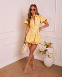 Quiet Spring Paisley Bubble Hem Mini Shirt Dress