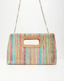 Shelia Multicolor Striped Straw Clutch