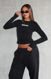 Love Addiction Long Sleeve Baby Tee Black