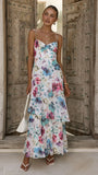 Ami Maxi Dress Blue Pink Floral