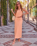 Celyn Smocked Drawstring Waist Maxi Skirt
