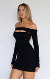 Dont Tempt Me Long Sleeve Mini Dress Black