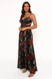 Naira Pleated Maxi Dress Green Floral
