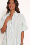 Sebastian Romper Green Blue Stripe