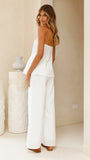 Sharni Strapless Pleat Top and Pants Set White