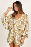 Willa Kimono Sleeve Romper Olive